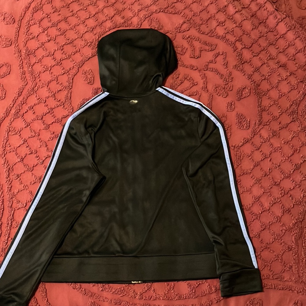 ADIDAS Clima365 Hoodie, Women’s Large, black with 3 light blue stripes. - Picture 3 of 10